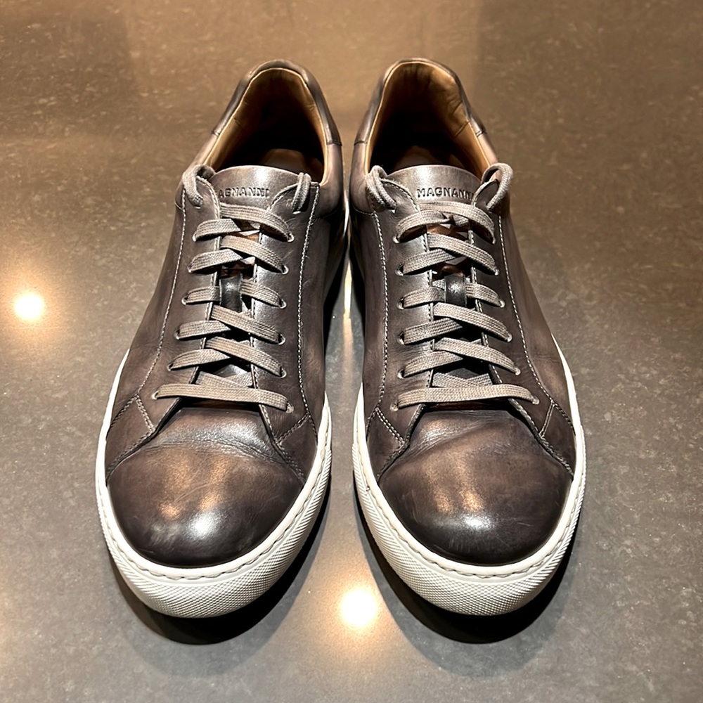 Magnanni Grey Leather Sneakers 11 Mens